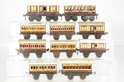 Lot 697 - An Assosment of O Gauge Bing LNWR coaching stock and one by BUB, (10)