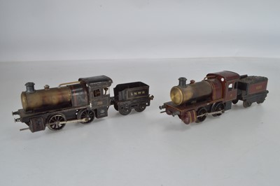 Lot 716 - A Bing Live steam O Gauge '0-4-0'  Maroon lined Locomotive, No1000, together with another similar Bing, LNWR No2663 (2)