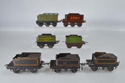 Lot 721 - Bing O Gauge group of six and four wheeled tenders (7)