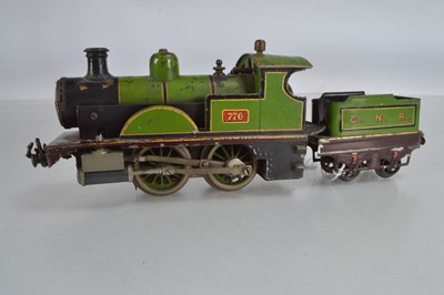 Lot 729 - Bing O Gauge Live Steam 0-4-0 Locomotive and tender, GNR, No, 776 with twin fixed cylinders, Lubricator to smokebox, whistle, reversing control to cab and vaporising style burner