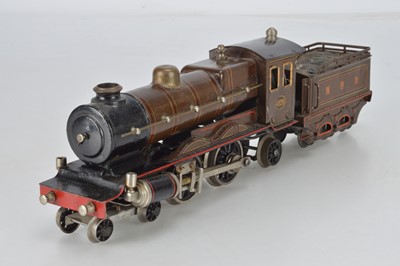 Lot 733 - Marklin O Gauge Live Steam '4-4-2' Locomotive and Tender, NBR (North British Railway) lined brown 'Atlantic', No 4020
