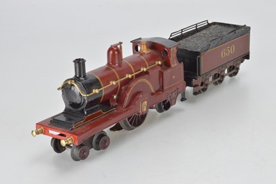 Lot 753 - Bing O gauge 4-2-2 Locomotive and Tender Midland Railway, Maroon lined, No 650