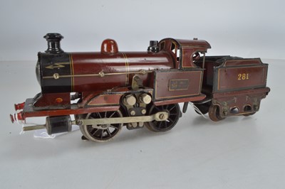 Lot 768 - Marklin O Gauge '0-4-0', Locomotive and Tender MR Maroon, No 281