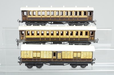 Lot 781 - Bing O Gauge Saloon Coaches LNWR, 2 X 13210 and 1 x 1334 All Brake (3)