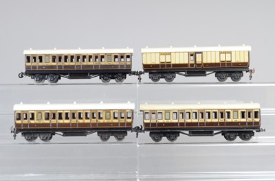 Lot 784 - Carette O Gauge LNWR,  coaches, 1 x all brake, and 3 x all 1st /3rd Coaches, (4)