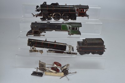 Lot 817 - Bing O Gauge Live steam part restored / spares Locomotive and tender, together with a similar boiler and additional spare parts,  (4)