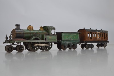 Lot 829 - Carette O Gauge 4-4-0 Locomotive and tender GNR (Great Northern Railway) No 375 and GNR passenger coach 1st/3rd No 1790, (2)
