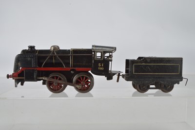 Lot 837 - Possibly KBN BUB O gauge 0-4-0 Locomotive and Tender, Black with gold lining, S 3/6 No 1180