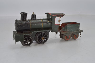 Lot 845 - Believed Ernst Plank, 2-2-0, Locomotive and Tender, finished in green and red with yellow lining
