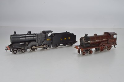 Lot 846 - Bing 4-4-0 Locomotive and tender, lined maroon, No 1924, together with a kit / scratch built 4-4-0 Locomotive and tender, LMS finished in black, No 601, (3)
