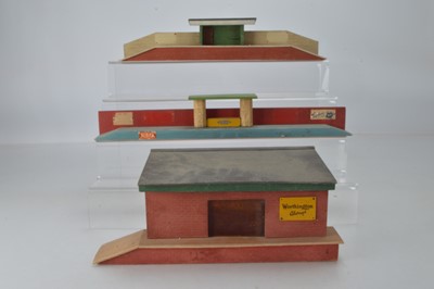 Lot 861 - HUGAR British Models O gauge wooden buildings to include Goods Depot and two platforms, all three marked HUGAR (3)