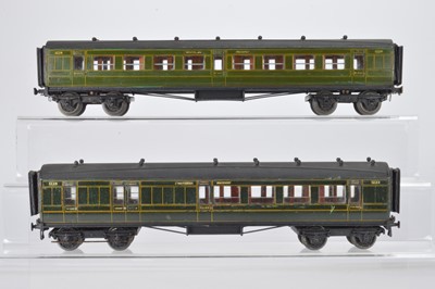 Lot 870 - Milbro (Mills Bros) O Gauge SR all 1st Passenger Coach, No 1239 with all 3rd side corridor Brake Coach, No 1239 (2)