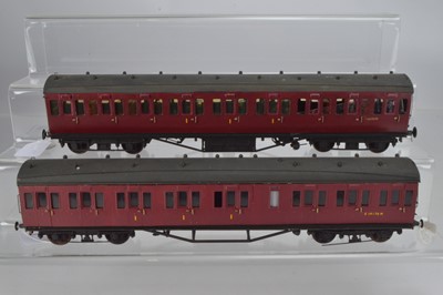 Lot 906 - Kit  / Commercial built MK1 Composite Suburban O Gauge coach 16356M, together with a similar Composite Coach E19176M (2)