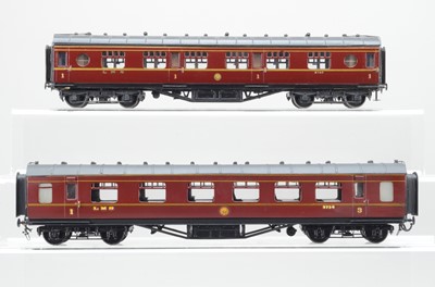 Lot 934 - Westdale / Exley  or similar O Gauge LMS maroon coaches 1st /3rd coach No 9730 and All 1st Corridor No 5762 (2)