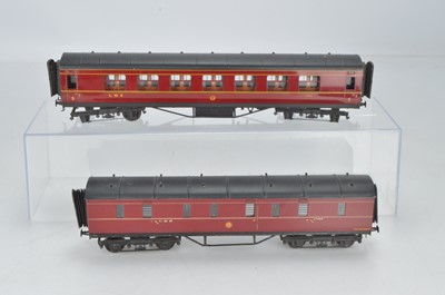 Lot 935 - Westdale or similar O gauge kit built LMS full brake, together with an Exley All 3rd Corridor coach No 6354