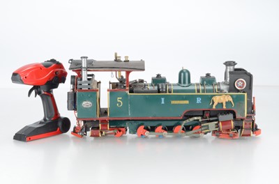 Lot 971 - Professionally scratch built and painted narrow gauge 16mm Locomotive Leviathan 4-8-4 Indian Railways No 5 with hand controller (2)