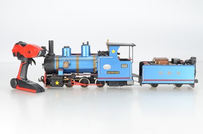 Lot 972 - Professionally scratch built and painted Darjeeling Himalayan Railway Iron Sherpa 0-6-0 Locomotive and tender with hand controller (2)