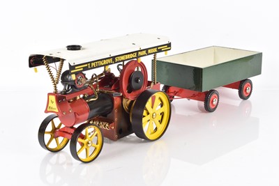 Lot 1011 - Wilesco D409 Live Steam Showman's Engine with kit / scratch built trailer, (2)