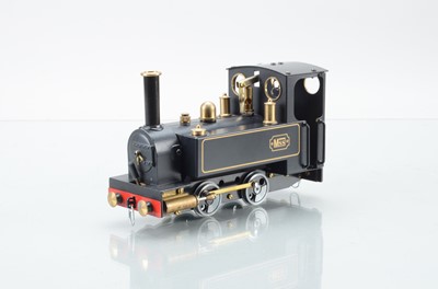 Lot 1030 - A MSS O gauge No 909001, 0-4-0 live steam locomotive finished in black and gold lining, with MSS to the side tanks