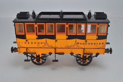 Lot 1036 - Hornby 31/2 inch guage passenger coach for the stephensons rocket, 'Liverpool and Manchester Railway', in box