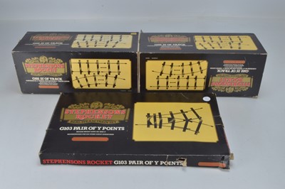 Lot 1037 - Hornby 3 1/2 inch guage track, consisting of two boxes of G102 25' of track and one box of G103 containing two points, (3)
