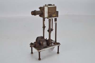Lot 1041 - A freelance constructed vertical marine single cylinder engine on four pillar base, approx 17cm tall