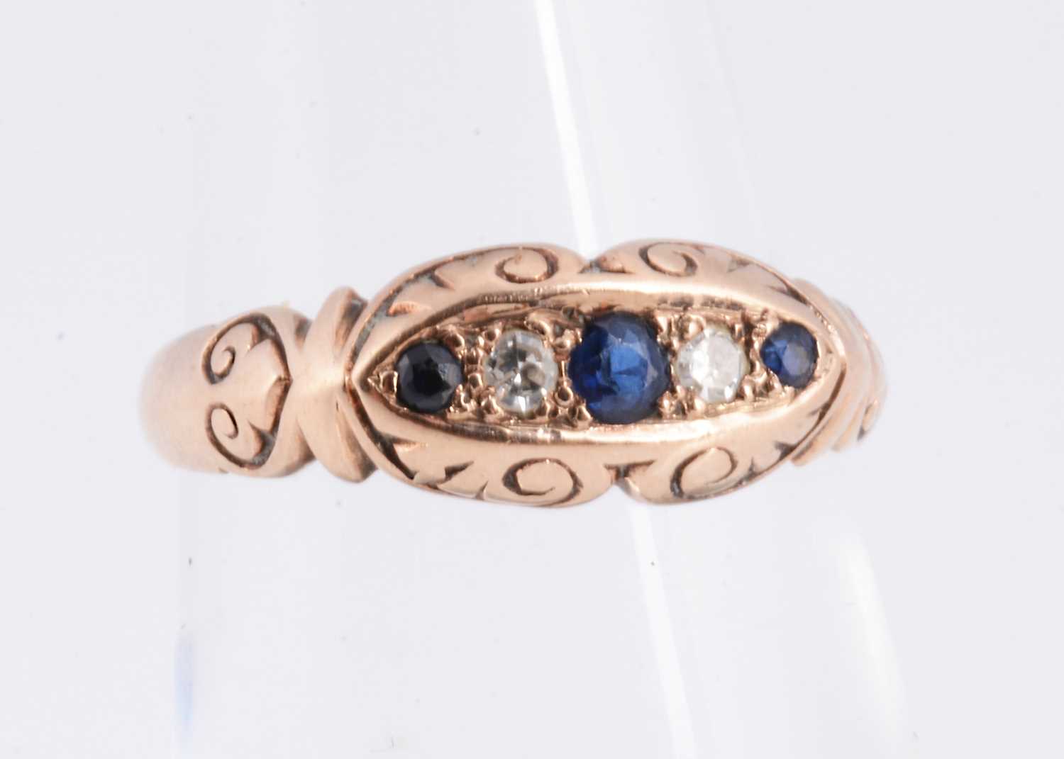Lot 10 - A 9ct gold sapphire & diamond five stone ring