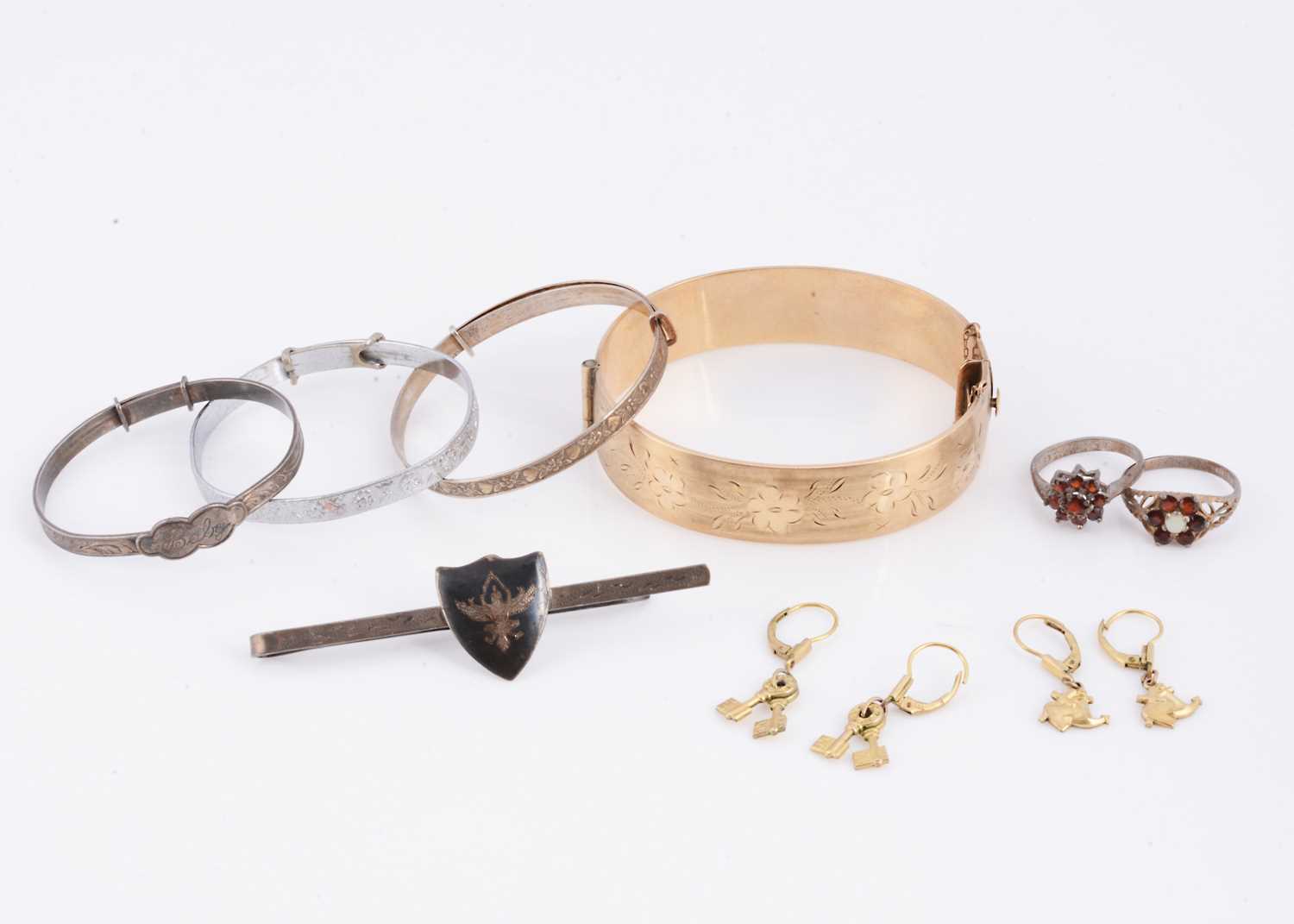 Lot 12 - A collection of rolled gold & silver & white metal items