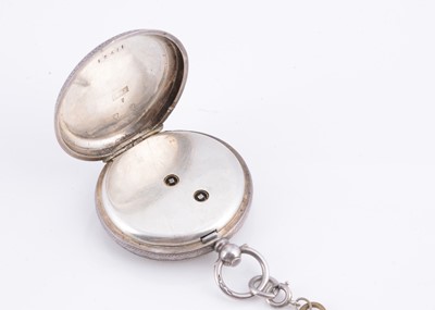 Lot 17 - A late 19th century Swiss white metal silver open faced fob watch