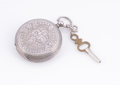 Lot 17 - A late 19th century Swiss white metal silver open faced fob watch