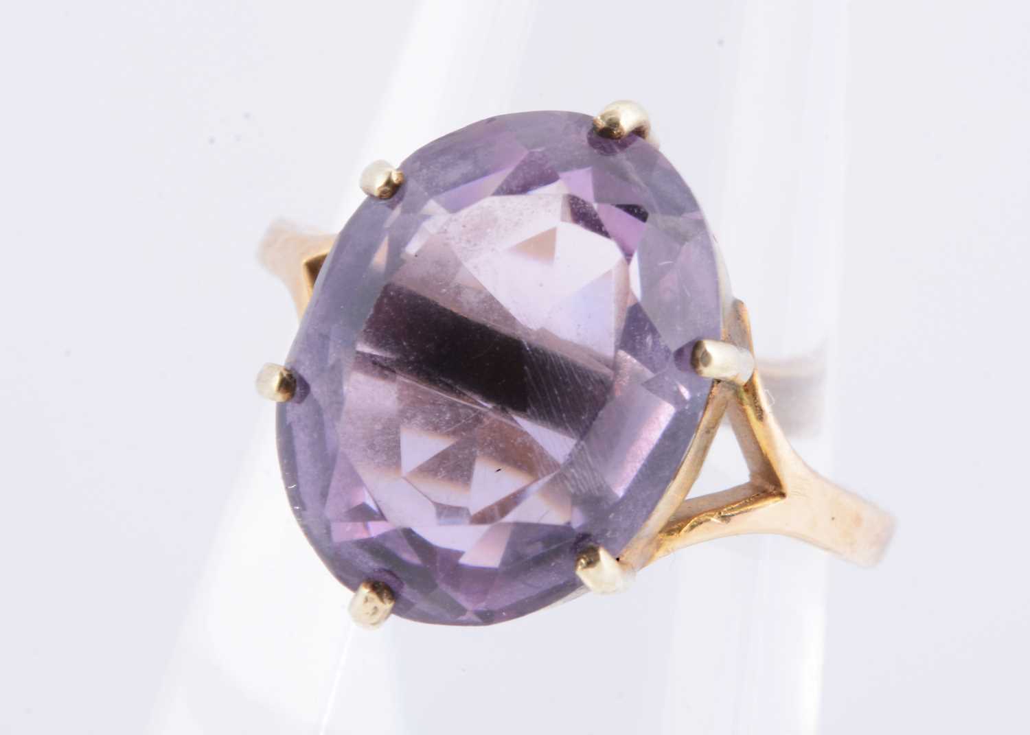 Lot 23 - A 9ct gold amethyst dress ring