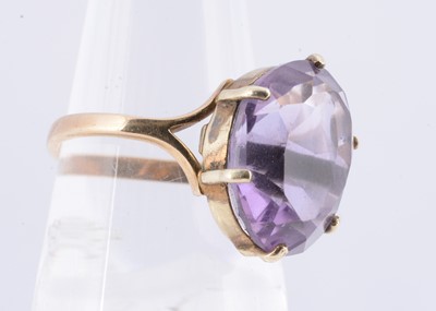 Lot 23 - A 9ct gold amethyst dress ring