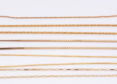 Lot 65 - A collection of 9ct gold chains