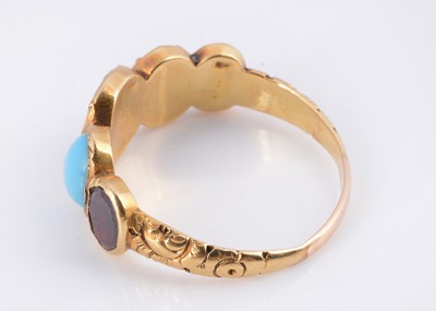 Lot 76 - An Georgian garnet & turquoise five stone ring
