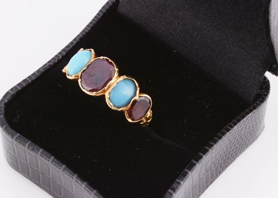 Lot 76 - An Georgian garnet & turquoise five stone ring