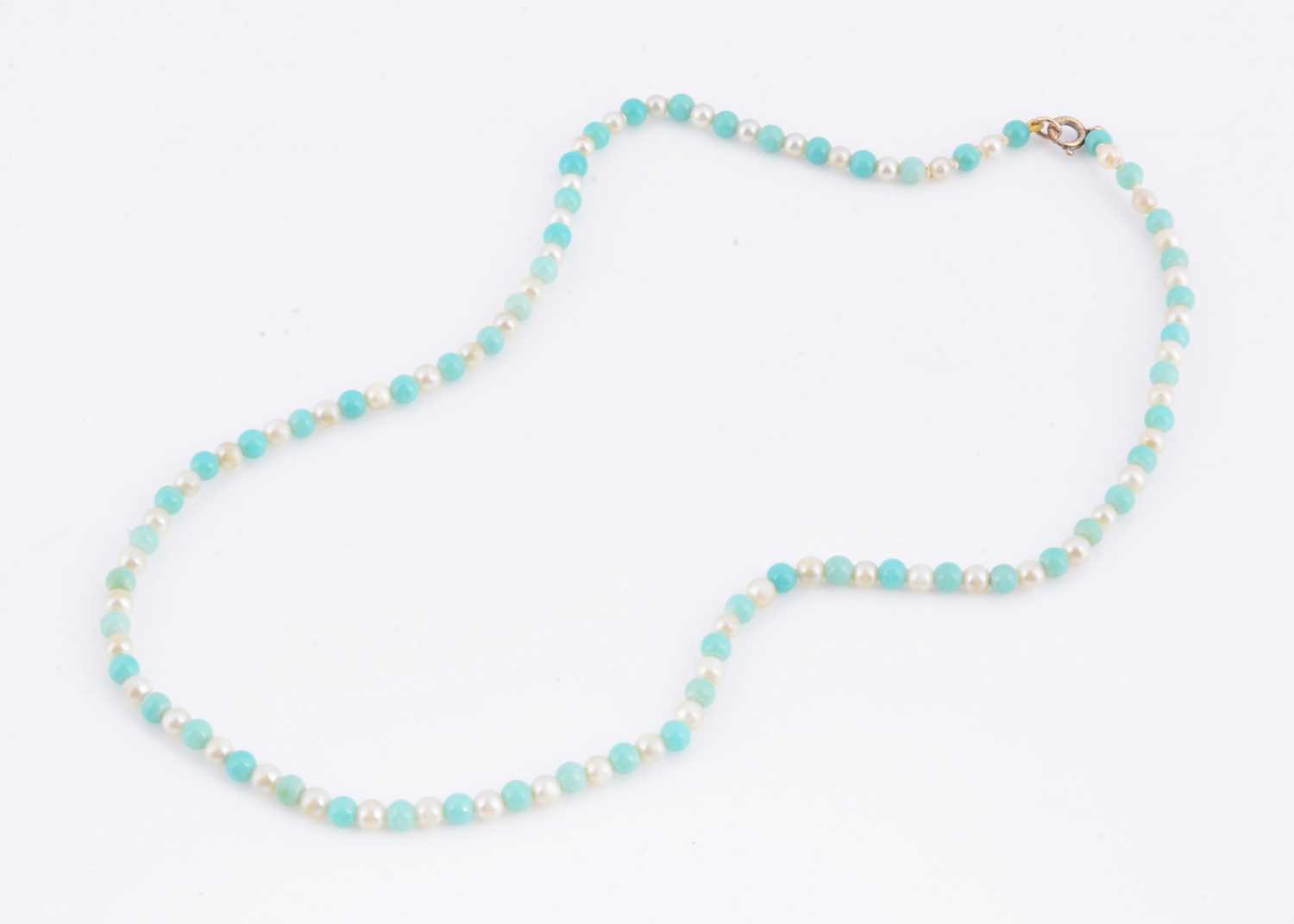 Lot 80 - A pearl & turquoise style strung bead necklace