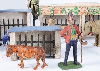 Lot 25 - A rare mid 19th century German carved wooden menagerie, probably Sieffen