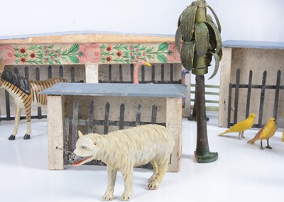 Lot 25 - A rare mid 19th century German carved wooden menagerie, probably Sieffen