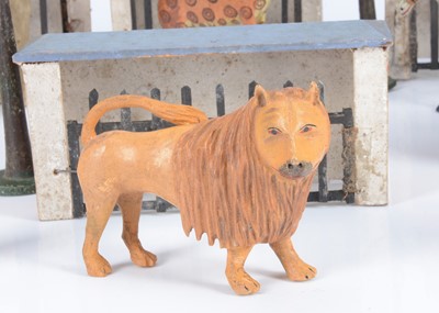 Lot 25 - A rare mid 19th century German carved wooden menagerie, probably Sieffen