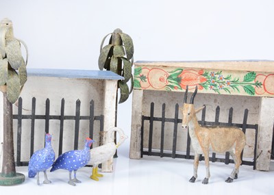 Lot 25 - A rare mid 19th century German carved wooden menagerie, probably Sieffen