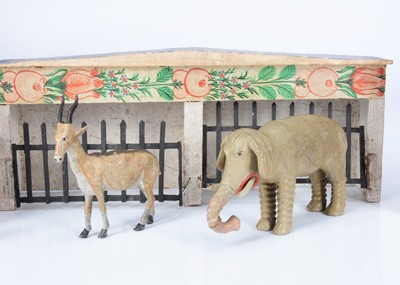 Lot 25 - A rare mid 19th century German carved wooden menagerie, probably Sieffen
