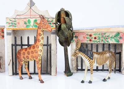 Lot 25 - A rare mid 19th century German carved wooden menagerie, probably Sieffen