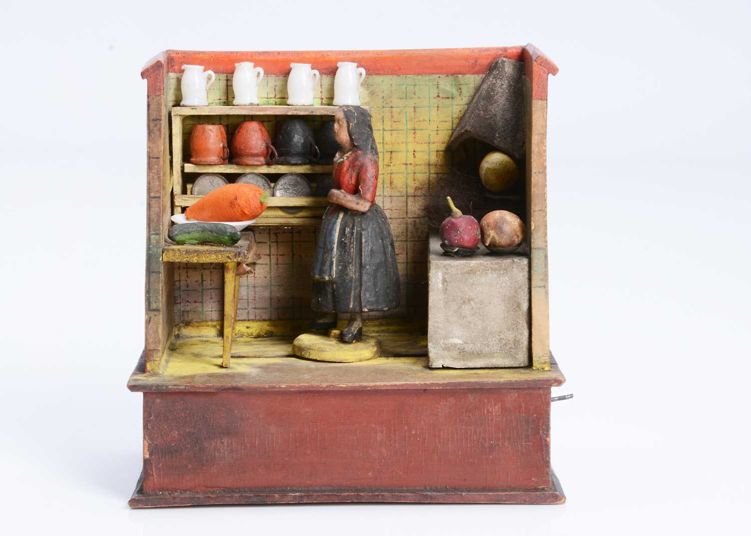 Lot 43 - A mid 19th century Thüringen composition and wood kitchen mechanical toy