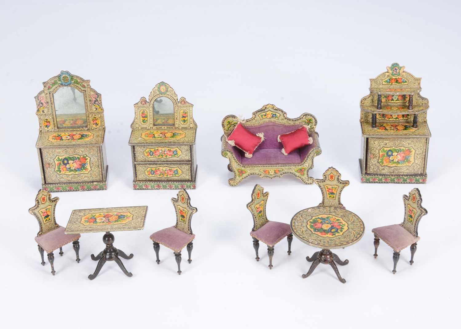 Lot 52 - A late 19th century German chromolithographic paper covered dolls’ house set