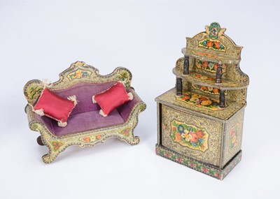 Lot 52 - A late 19th century German chromolithographic paper covered dolls’ house set