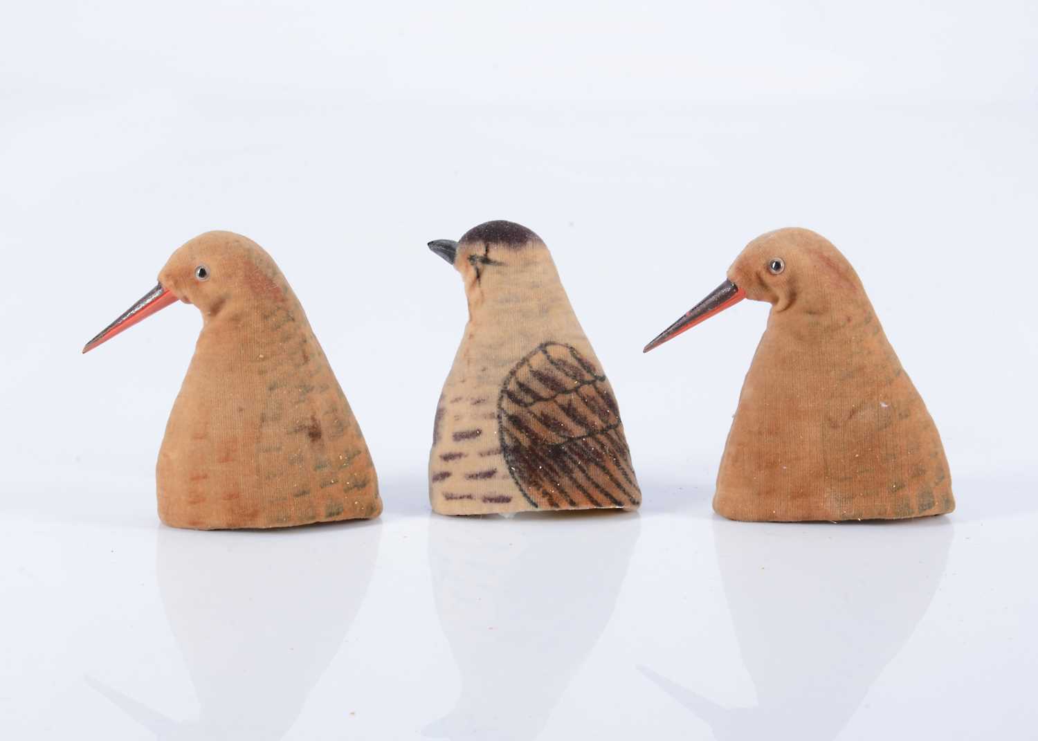 Lot 63 - Three English bird egg cosies, 1910/20s