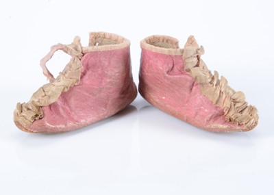 Lot 95 - A rare pair of early 19th century pink kid dolls’ half-boots
