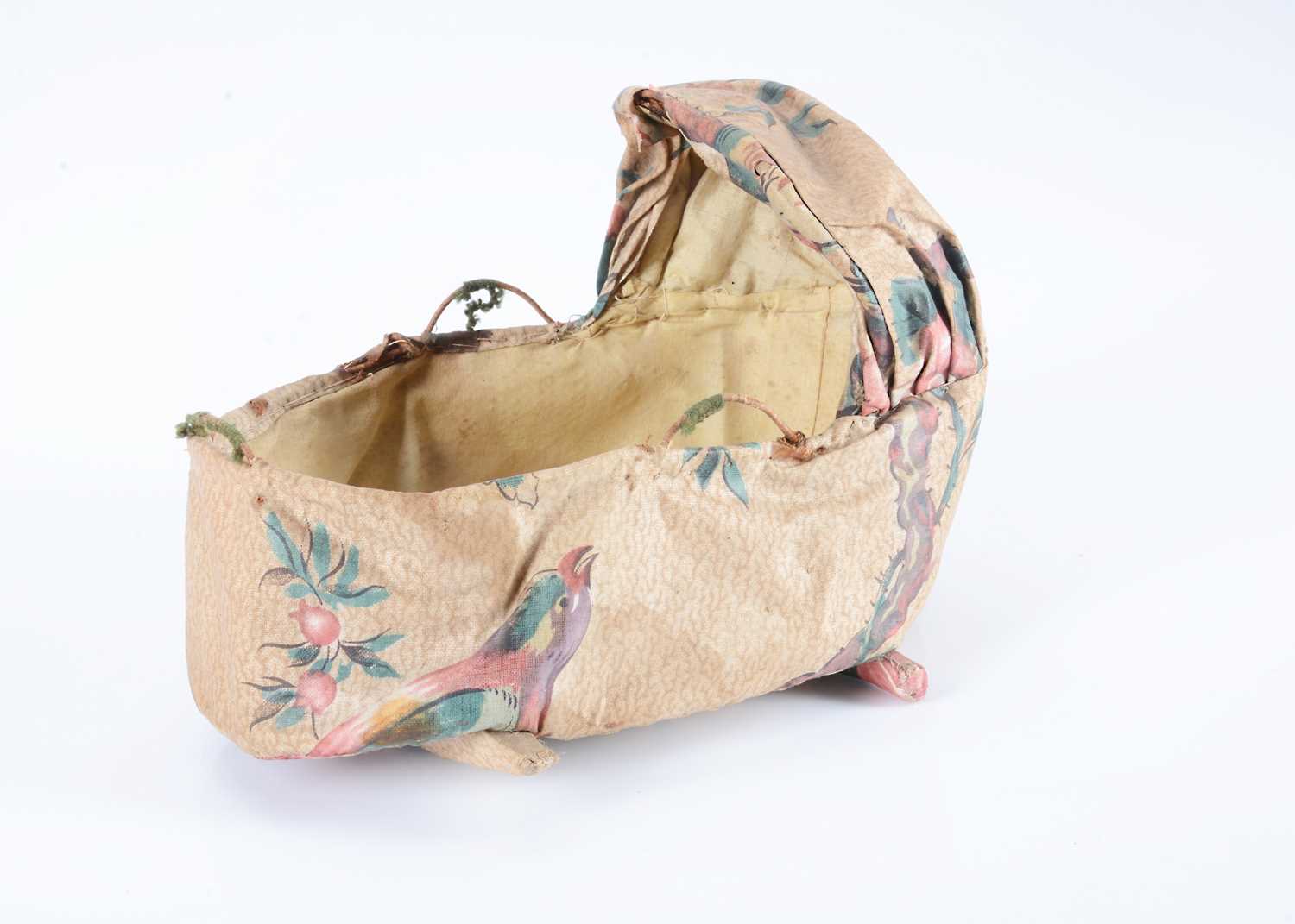 Lot 96 - An 1830s English chintz small doll’s or larger scale dolls’ house rocking cradle