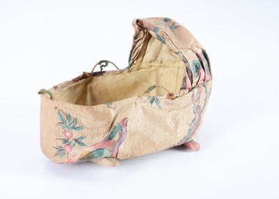 Lot 96 - An 1830s English chintz small doll’s or larger scale dolls’ house rocking cradle