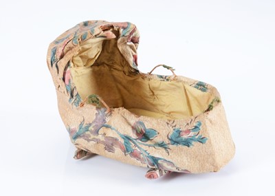 Lot 96 - An 1830s English chintz small doll’s or larger scale dolls’ house rocking cradle